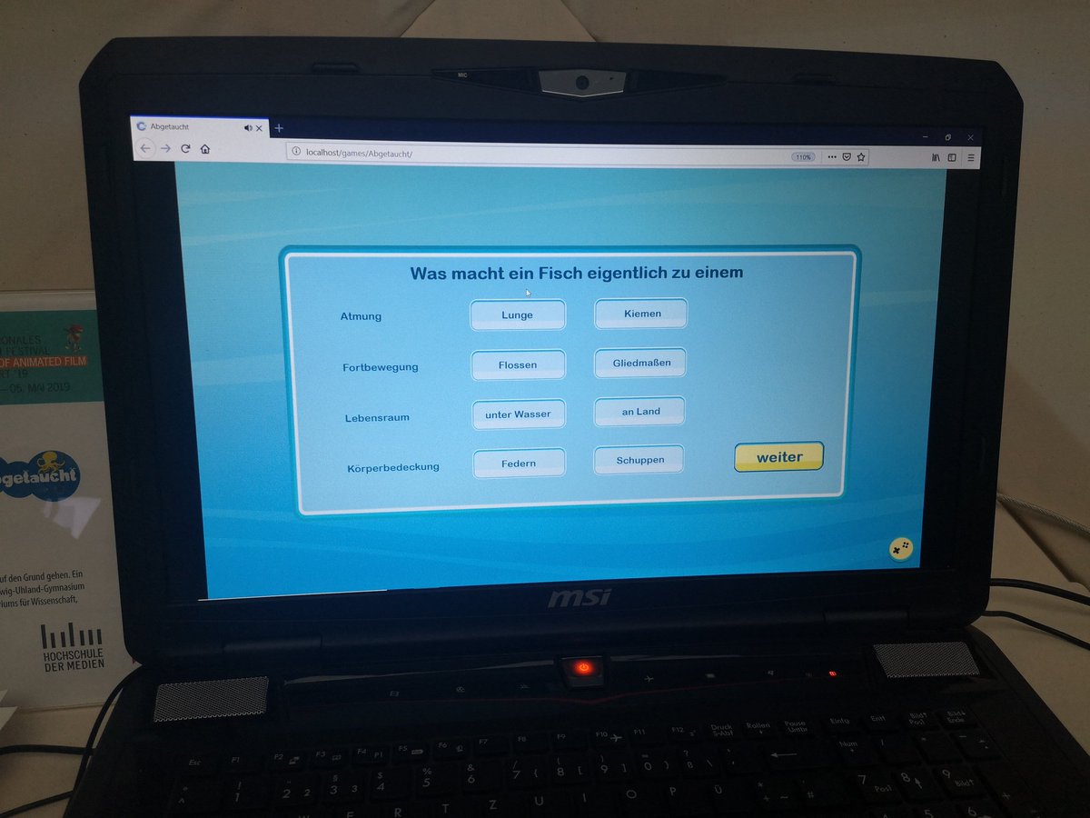 Neben Bienen kann man in der #Gamezone auch einiges über Fische lernen! Das Spiel #Abgetaucht, des Institut für Games der #HdM, ist extra für Biologie Untericht an Schulen entwickelt worden. (S.B.)