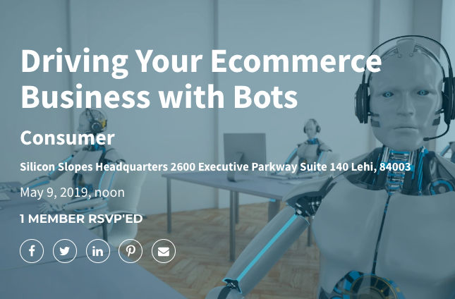 AMZMessengerBot's tweet photo. Hey Utah ecommerce and Amazon friends. I'm speaking at Silicon Slopes this coming Thursday all about Building Your eCommerce Business with Bots. It's free to attend and lunch is provided. 

https://t.co/dC0LXisM4i 

#ecommercebusiness #fbaseller #amazonseller #chatbots https://t.co/y11wyBoBUm
