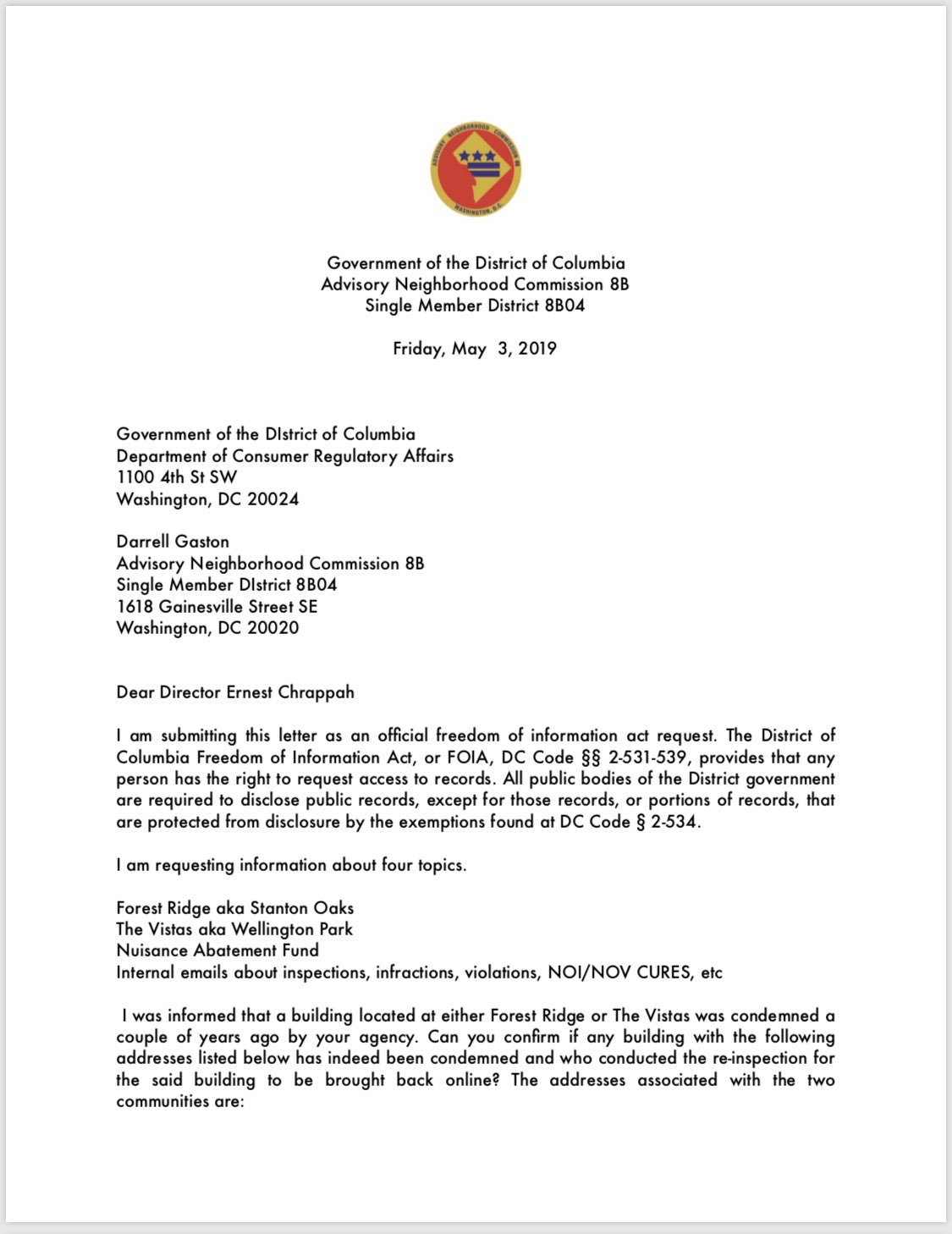 Commissioner Darrell Gaston To Fix Those Violations And Place A Lien On The Property As Allowed Under Law Lastly We Wanted To Know The Fund Usage Per Ward See Draft