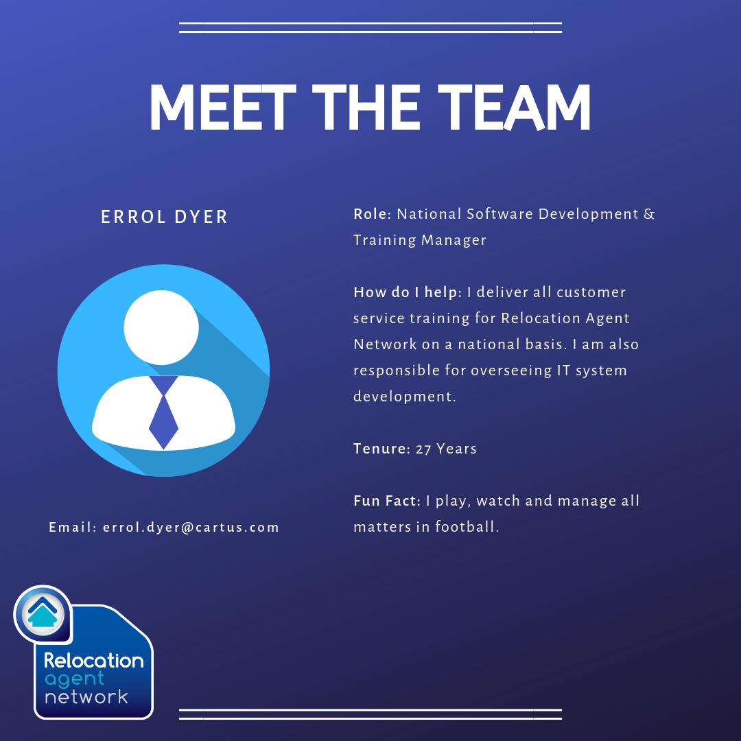 RelocationAgent's tweet image. Meet the Team behind @RelocationAgent Errol is our National Software Development &amp;amp; Training Manager and has worked for Cartus for the last 27 years. When it comes to customer service training Errol has it covered. #MeetTheTeam #SayHelloToErrol #RelocationAgentNetwork