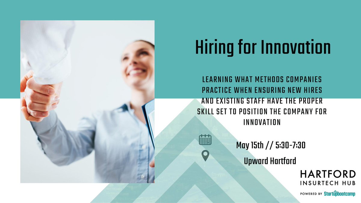 HartfordInsHub's tweet image. On May 15th, Hartford InsurTech Hub will be hosting their next social at Upward Hartford. It's all about Hiring in Innovation! Make sure to get some tips on what to look for when hiring innovative thinkers bit.ly/HiringForInnov…