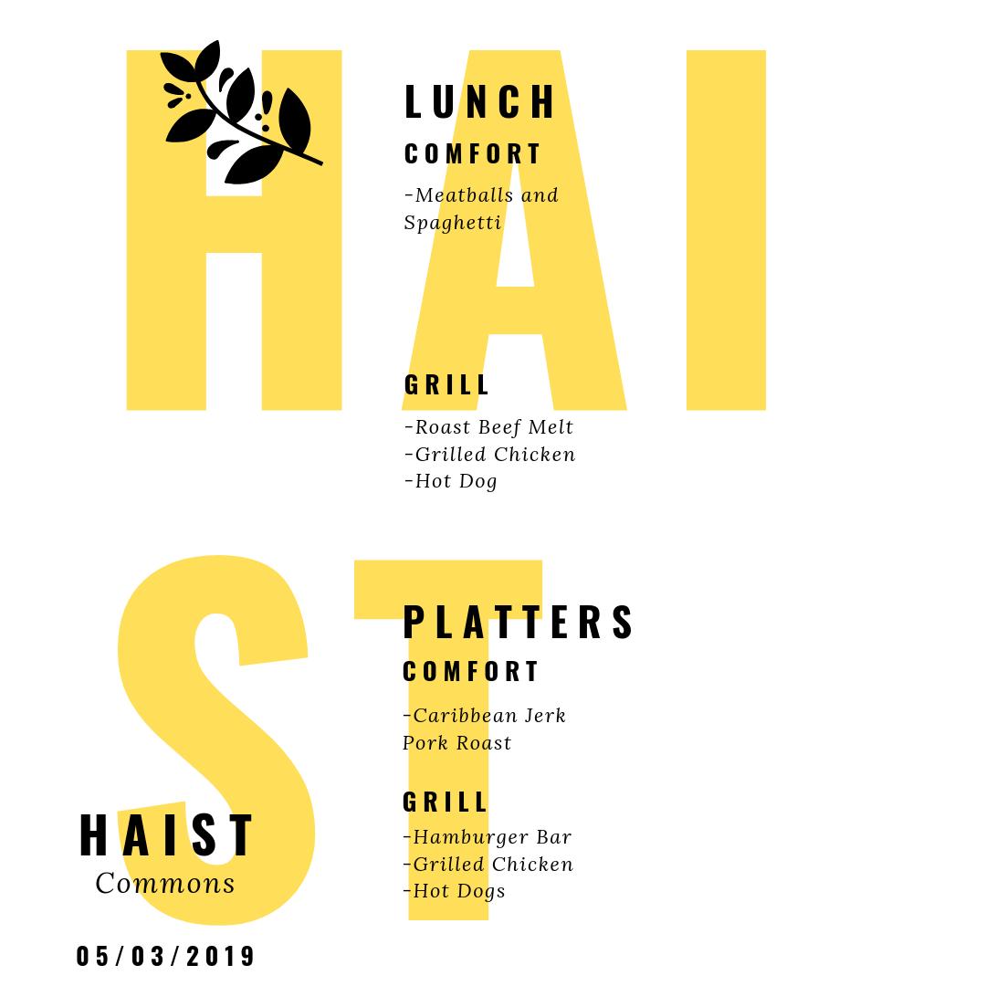 Happy Friday Spartans! Here are the menus for today! Need more information? Check out bit.ly/2tf6vnN! Have a great MayDay Weekend!