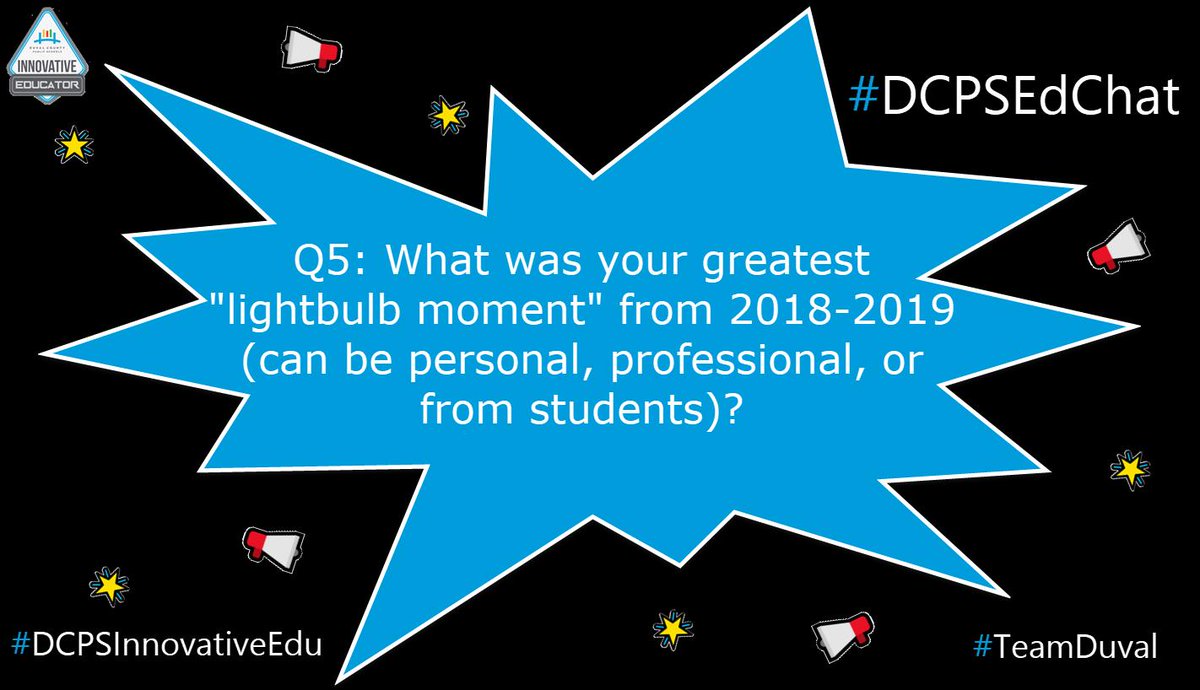hlslanham's tweet photo. Here we are!! Last day of an exciting week of #TwitterChat with @DuvalSchools teachers. For our Finale Friday, tag a friend and let's have our best conversation yet. #DCPSEdChat Let's get trending! Post your response in a new tweet and use the A5: (Answer) #DCPSEDCHAT format. https://t.co/OrFXRGrKx0