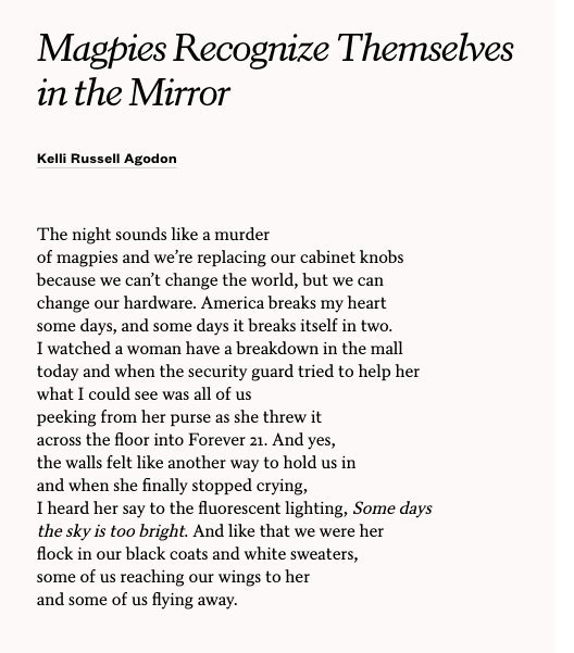 "America breaks my heart 
some days, and some days it breaks itself in two."

So honored to be today's poem! Thank you, Victoria Chang (<a href="/VChangPoet/">Victoria Chang</a>) &amp; <a href="/POETSorg/">Academy of American Poets</a>. And as the author's note says, "my hope is we all try to take care of each other.”