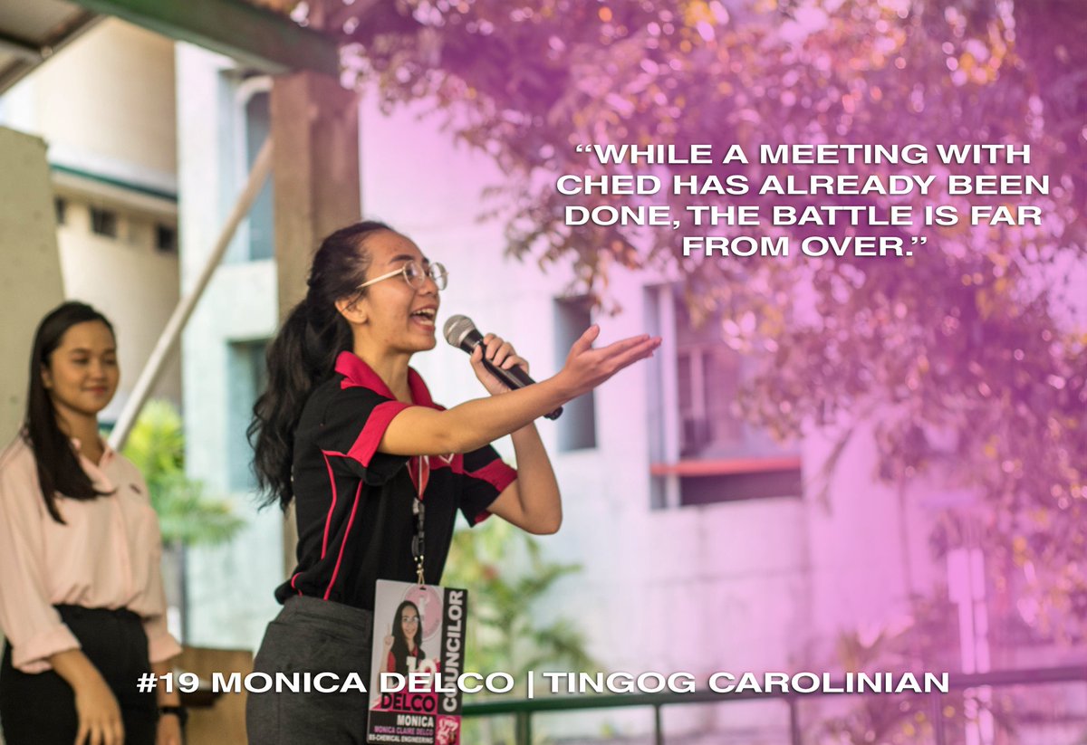RomarBulong's tweet photo. 19 Delco, Monica
Councilor @mmonicaclaire
A DOST Scholar and a Chemical Engineering student na andam mo DASIG for a week-long welcome for the freshmen Carolinians and recognize the existing student organizations in the university.
#TingogCarolinian
#DASIGJudTa https://t.co/TofUOzafWM