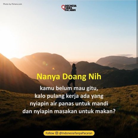 Admin Indonesia Tanpa Pacaran ini gak tau ya sekarang udah banyak kosan yang ada fasilitas air panas, sama kalo laper ya tinggal delivery ojol aja.

Repot banget musti nikah dulu kalo mau mandi air panas atau mau makan.