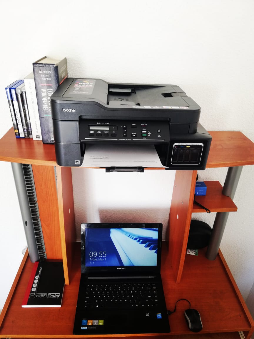 Cassedellekake1's tweet photo. This morning I tried out my new Brother DCP-T710W Printer and I am absolutely pleased. Its easy to set up and it comes with a 3year warranty, a USB cable connection, ink and has a 20 sheet ADF. So excited to be apart of the Brother Campaign. #SaveWithBrother #BrotherInkTanks https://t.co/bJAmuBS8If