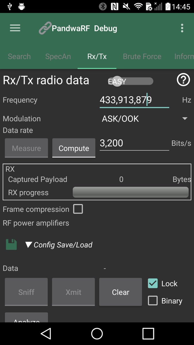 Pandwa_RF's tweet image. New feature in PandwaRF app: RX/TX Easy/Export mode. Capture RF data without bothering about RX filter bandwidth or RX frame length... #PandwaRF