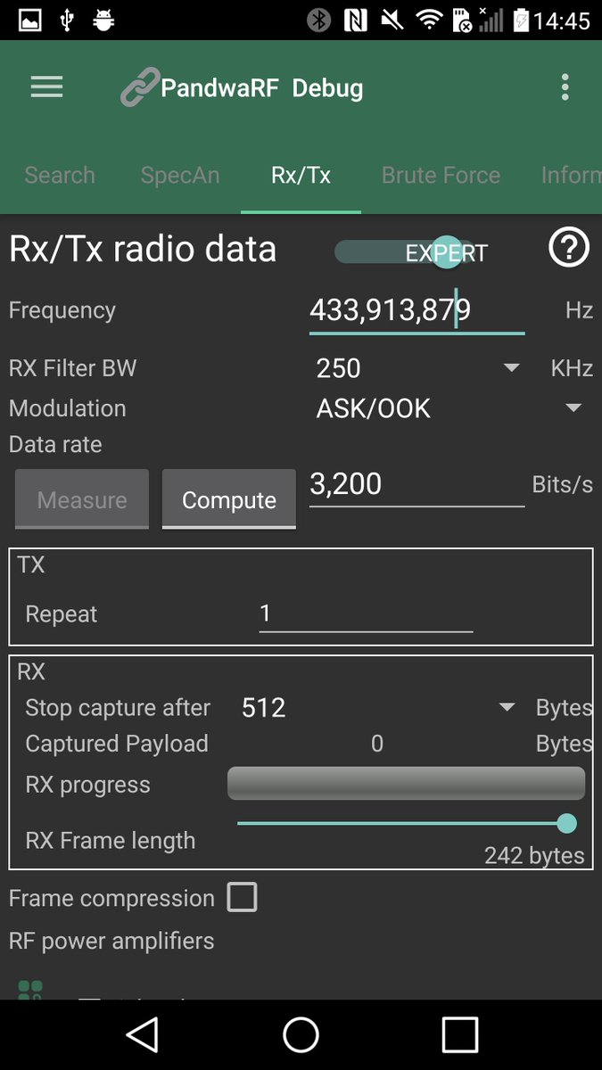 Pandwa_RF's tweet image. New feature in PandwaRF app: RX/TX Easy/Export mode. Capture RF data without bothering about RX filter bandwidth or RX frame length... #PandwaRF