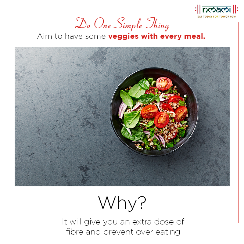 NmamiAgarwal's tweet image. Veggies fill you up quickly, so ensure you add a few to your plate every time you sit down to have lunch and dinner. #DoOneSimpleThing #Veggies #EatTodayForTomorrow #NmamiLife