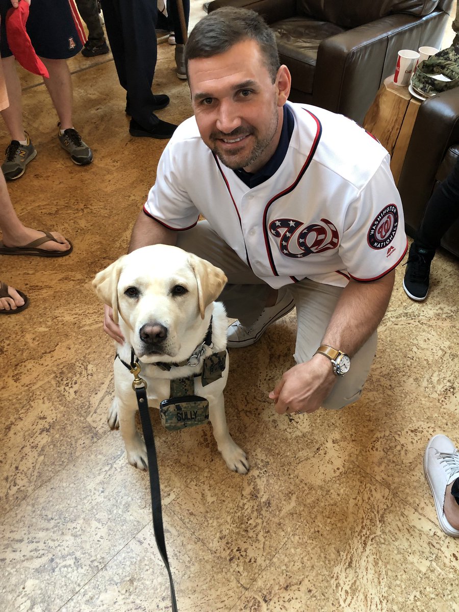 ziMSFoundation's tweet photo. Happy Friday! Here’s a photo of #RyanZimmerman meeting #SullyBush at @WRBethesda earlier this week. https://t.co/gDy1gRbP3l