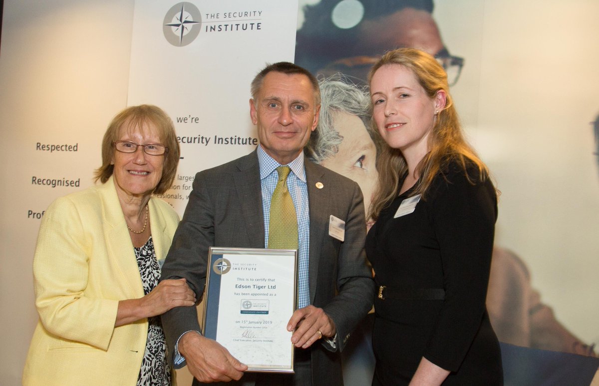 Edson Tiger are proud to be accepted as a Corporate Partner of the Security Institute and support the professionalisation of our industry. Thank you to Baroness Henig and the Institute's Chairman Alison Wakefield for presenting our award.
