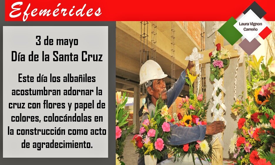 LauraVignonC's tweet photo. Cada año, el 3 de mayo se celebra el Día de la Santa Cruz. Y en esa misma fecha, los trabajadores de la construcción festejan el tradicional Día del Albañil.

Reconozco y felicito a los trabajadores  de la construcción. 

@alejandromurat @CmicOaxaca
@cmicnacional @SMIJuvenilOax https://t.co/xOPn0YNbX3