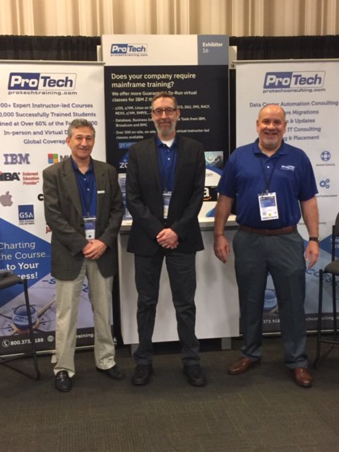 protechtraining's tweet image. Here are some familiar faces representing ProTech at TechU Atlanta this week! Do you recognize the IBM System Z Champion within this trio?
hashtag #IBMTechUAtlanta #IBMz #ittraining #protechtraining 
#mainframe
