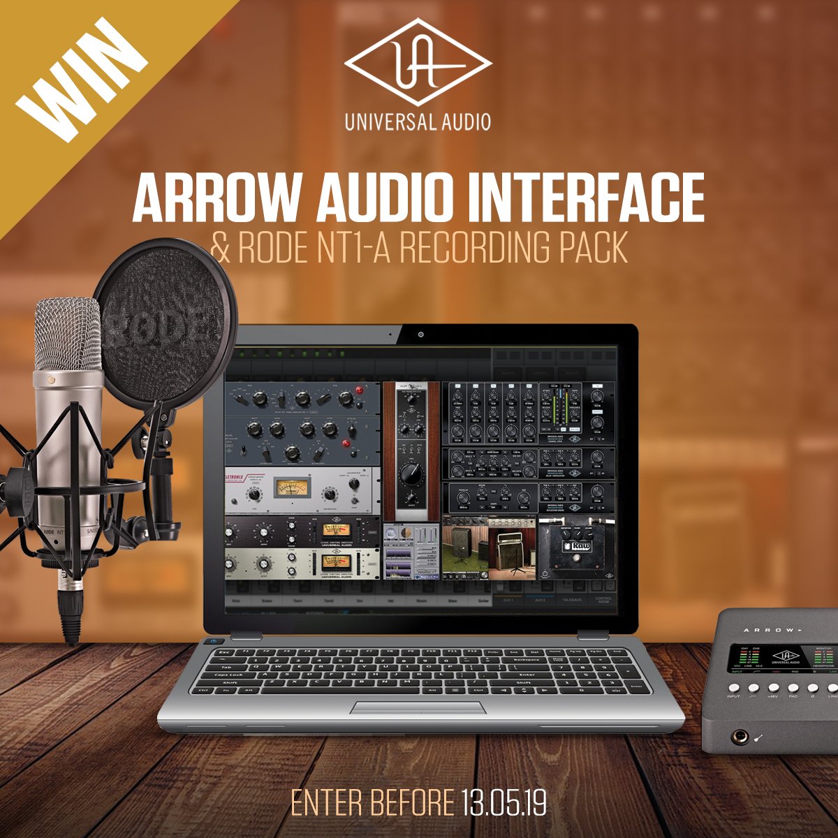 GIVEAWAY TIME! Would you like to WIN a UA Arrow and Rode NT1-A Recording Pack, worth over £550?!
To enter:
1)LIKE this post.
2)RETWEET this post.
3)COMMENT – What is your favourite song to sing?
Find Out More | bit.ly/2JavmlK
T&amp;Cs | bit.ly/2Jfy1dN