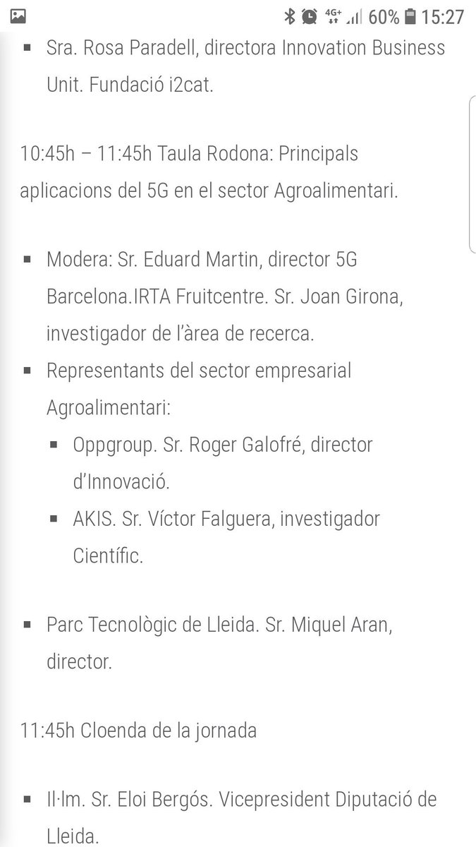 iservia's tweet photo. Jornada tecnologia 5G i el seu impacte al sector agroalimentari.
@Eng_Agronoms

9/05.

@gencat @tic @jordiPuignero
@joanabarbany @dmarcop
@5GBarcelona

@DiputacioLleida @PerelloEscoda

@JoanJGG @irtacat
@victorfalguera
#pcital

https://t.co/dn32hpwYJ4 https://t.co/MIp8VRb5sN