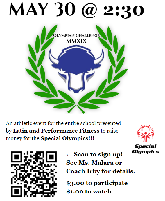 Bison_Caeruleus's tweet photo. SHAKER LATIN &amp; PERFORMANCE FITNESS PRESENT: 
OLYMPIAN CHALLENGE 2019 TO RAISE MONEY FOR THE SPECIAL OLYMPICS!!!!! Go to Ms. Malara or Coach Irby for any questions! https://t.co/KCZWHJmlsH