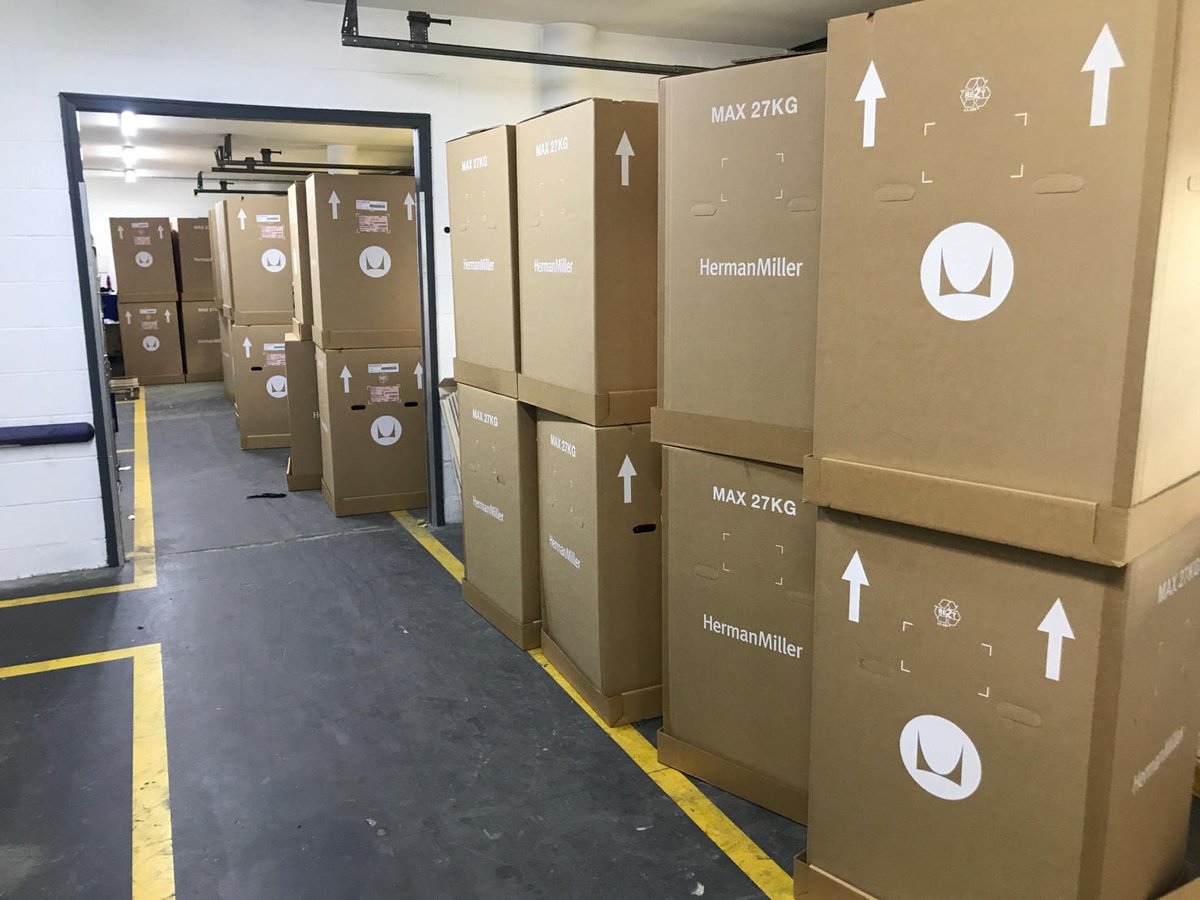 SpectrumWP's tweet photo. 50 Herman Miller Mirra 2 #chairs hand delivered by Spectrum to our new #client @AstuteTR #office in Lakeside #Portsmouth this week ready for installation! 💪
#workplacefurniture #officechairs #hermanmiller #spectrumworkplace https://t.co/mg4t7Za73P