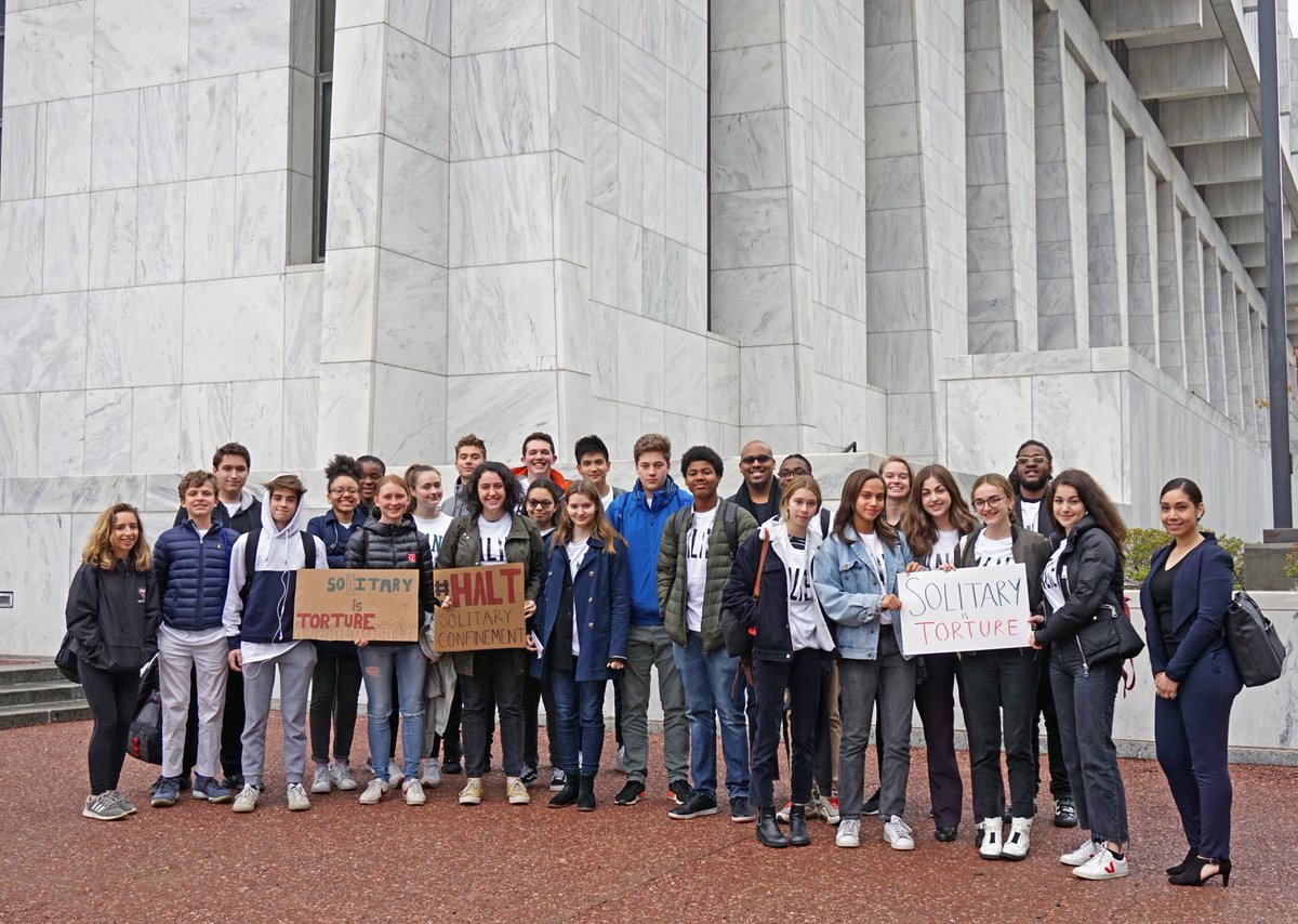 On Tuesday Upper School students traveled to Albany with the members of the Kalief Browder Foundation to join the Campaign for Alternatives to Isolated Confinement (CAIC) and other advocates from across the state who are lifting their voices for criminal justice reform.