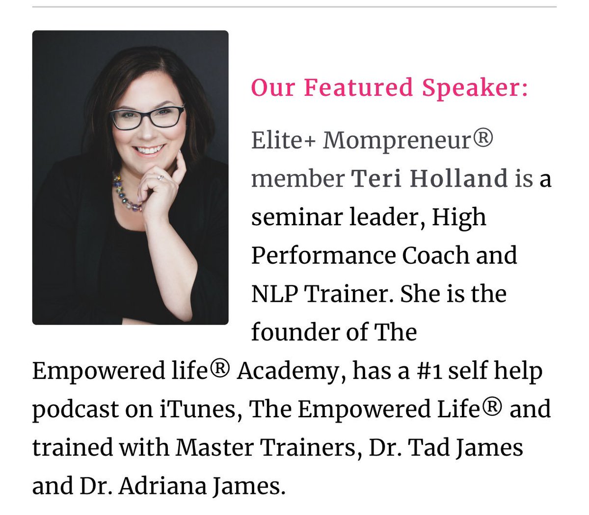 How many of us want to be successful at getting goals accomplished? We are excited to feature Teri Holland as she shares her strategies to success.  Join us May 15th and grab your tickets here:  themompreneur.com/event/momentum….