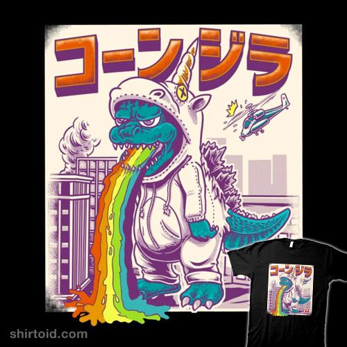 shirtoid's tweet photo. "Unicornzilla" by @polkadotheroid is $13 for a limited time https://t.co/DihPsQPBPe https://t.co/6h79ctrZje