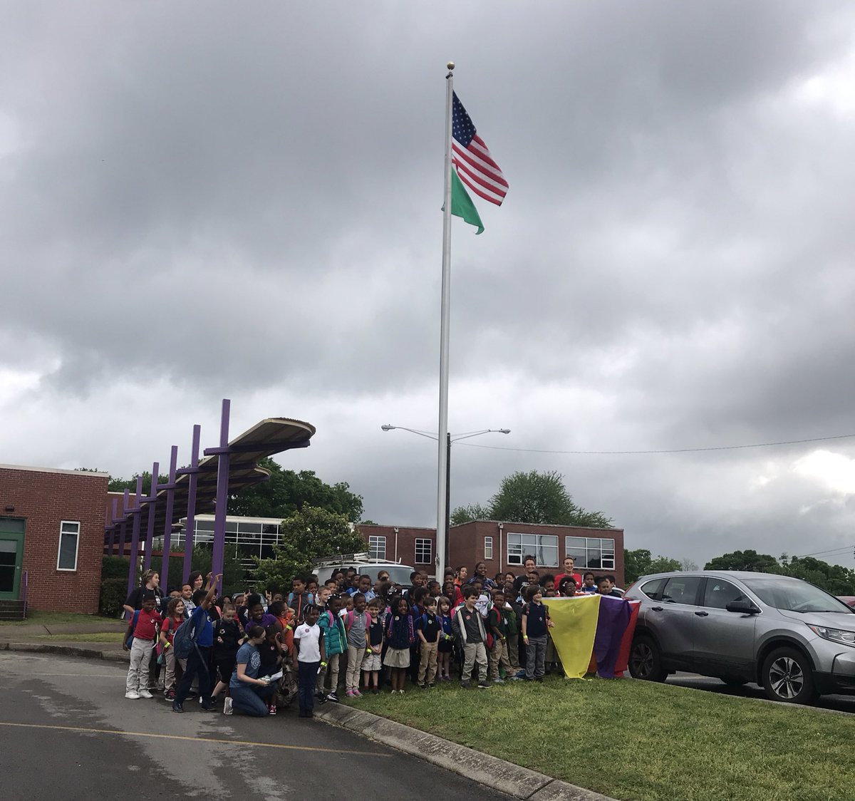 <a href="/InglewoodES/">Inglewood Elementary</a> kicked off their Air Quality initiative today! If you are in East Nashville, find out the air quality each day by looking at their flag pole! #environmentalsciences #STEAMMagnet #screamyourtheme #metroworks