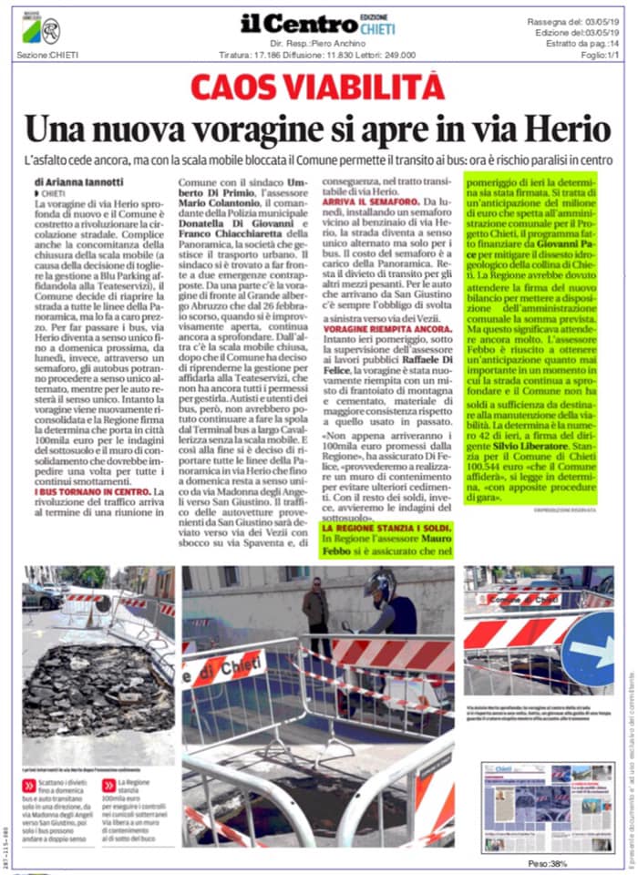 MauroFebbo's tweet photo. #Chieti #EmergenzaDissestoIdrogeologico: dalla Regione anticipati 100 mila euro. https://t.co/bARJqwyfzq