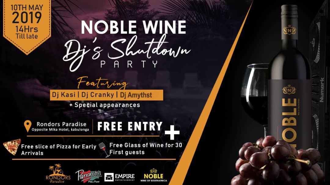 DjAmythst's tweet photo. We shuting it down with the Nobles on 10th May at Rondors Paradise Kabulonga featuring Dj Kasi, Dj Cranky and Dj Amythst .....Entry is free, let's Link up and turn it

#DjAmythst #MagEvents #EmpireEntertainment #NobleWine https://t.co/hHHMZ5lqYj
