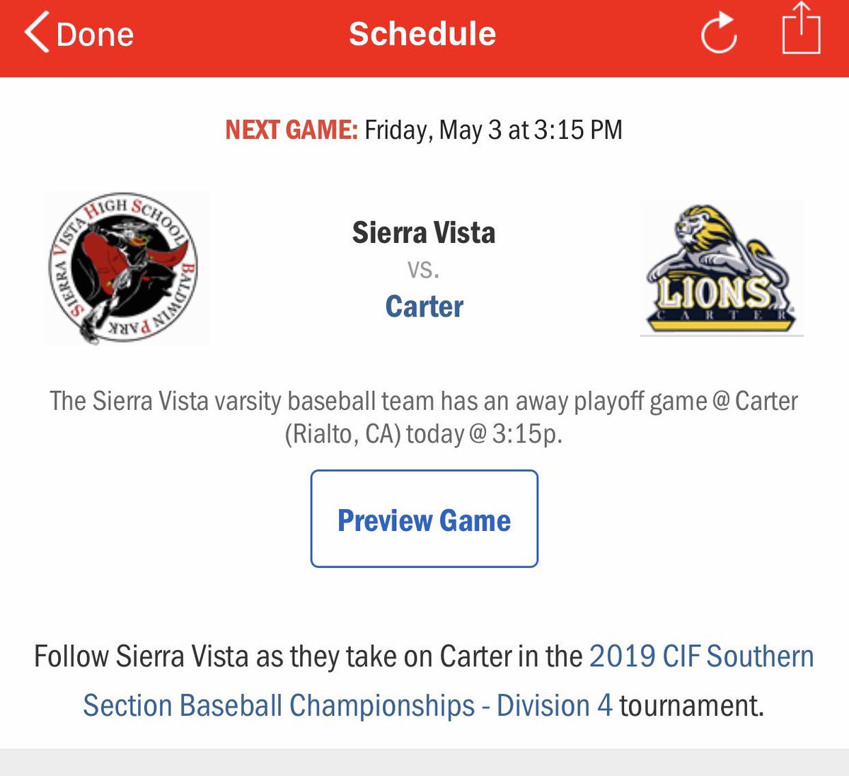 Our Dons will be on the road TODAY vs Carter high school (Rialto CA) Round 1 of CIF ! 
Make sure to go out and support <a href="/SierraVista_ASB/">Sierra Vista High School</a> <a href="/SGVNSports/">Fred J. Robledo 👨🏻‍💻</a> <a href="/SGVTribune/">San Gabriel Valley Tribune</a> @