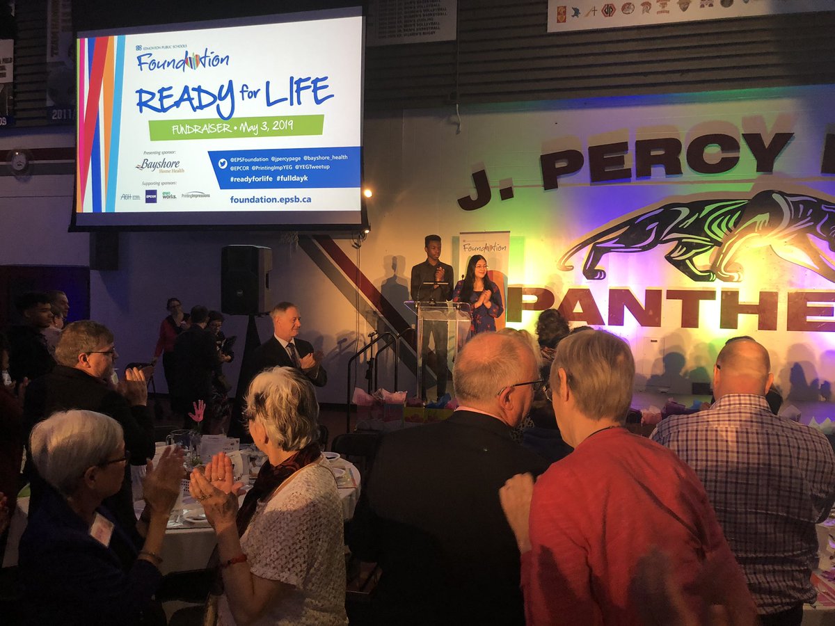 EPSFoundation's tweet photo. A room full of goosebumps & a standing ovation for #EPSBfoundation friend Fardoussa! ππ #ReadyForLife #yeg #yegkids #EPSB https://t.co/5DLyh8Qj3I