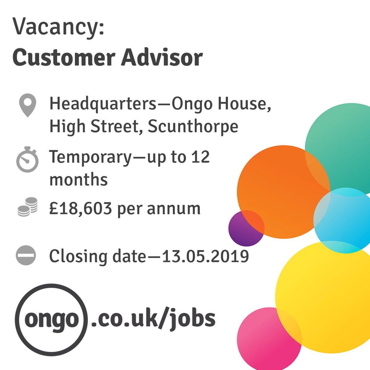 ongoJobs's tweet photo. VACANCY - Customer Advisor! For more info, please visit https://t.co/w02HnGRxif https://t.co/MsXpxInhQA