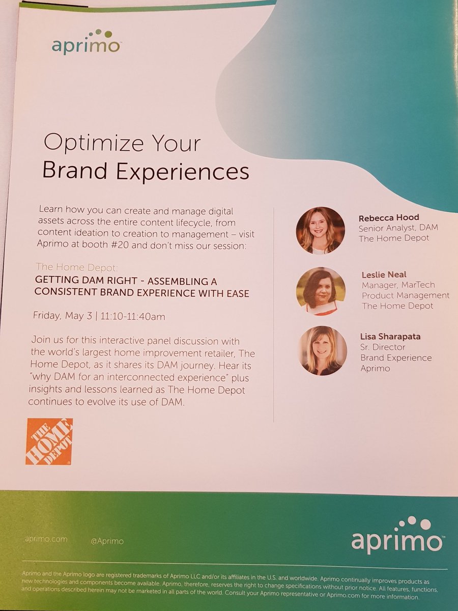 Maria_Nicoletti's tweet photo. At #DAMNY? Hear The Home Depot share its digital asset management journey at 11:10am #DAM #DigitalTransformation #CX @Aprimo https://t.co/hjAxk56x1f