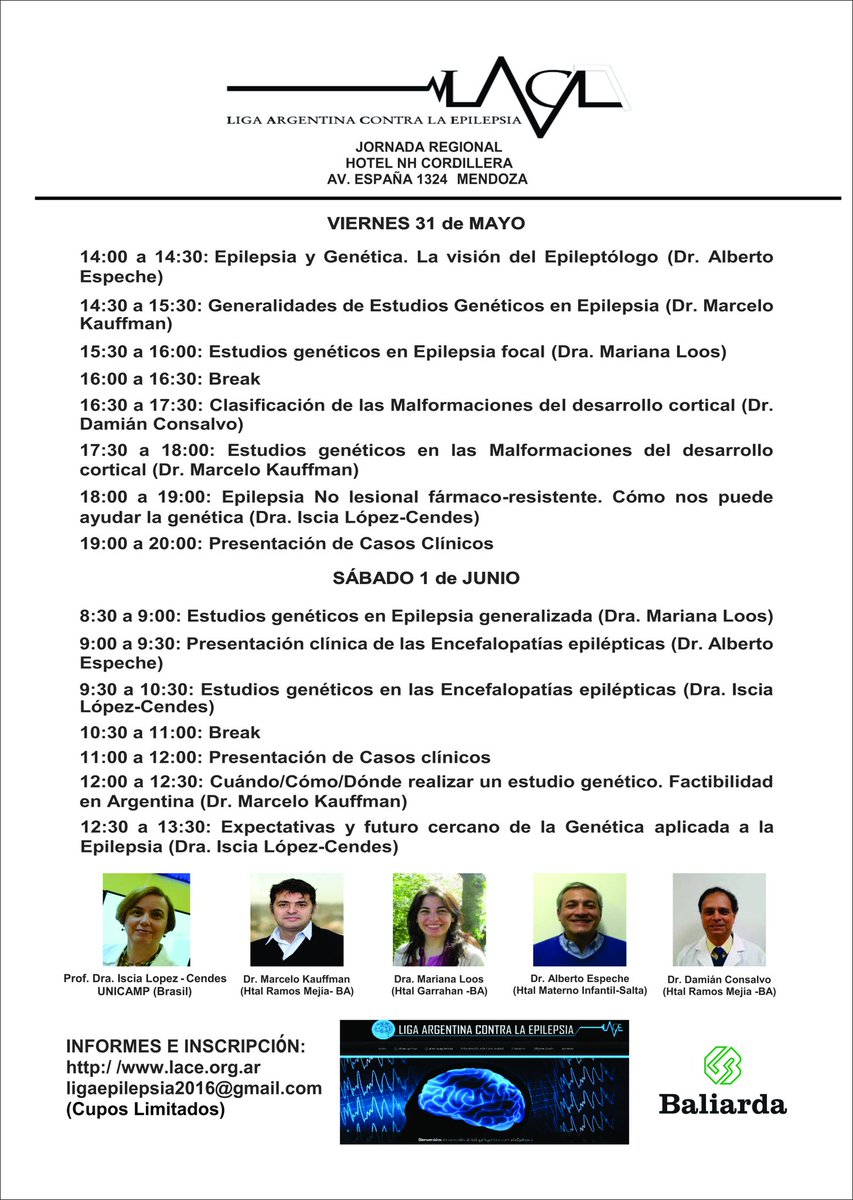 LACEargentina's tweet photo. Jornadas Regionales en Mendoza. Genética y Epilepsia https://t.co/c30ihOOEQp
