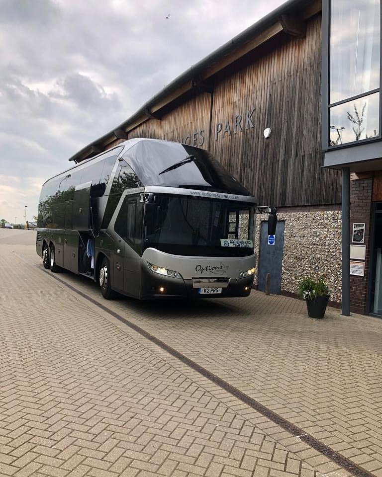 Our driver has taken Rochdale AFC away today ready for their away game against Charlton Athletic tomorrow. On route the team have stopped off at Dartford FC to complete their pre-match training.