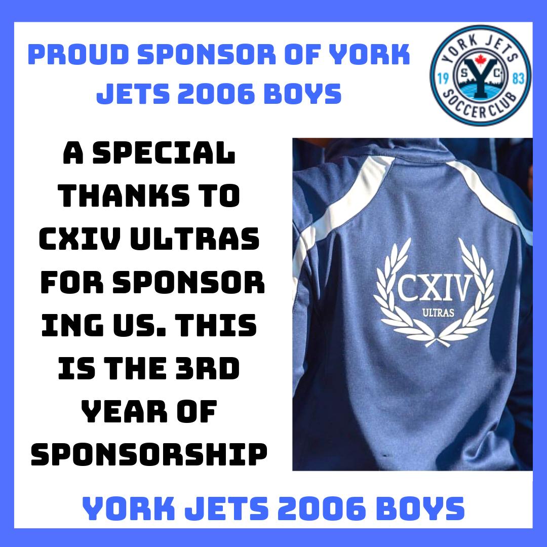 A special thanks to @cxivultras 
 for sponsoring us. This is the 3rd year of sponsorship
 Proud sponsor of York Jets 2006 boys. #soccer #bhfyp #YorkJetsSC #YJSC #yorkregion #osa #Highpark #Junction #Northyork #tryouts #2006boys #houseleugue #junctiontoronto #thankyou #sponsors