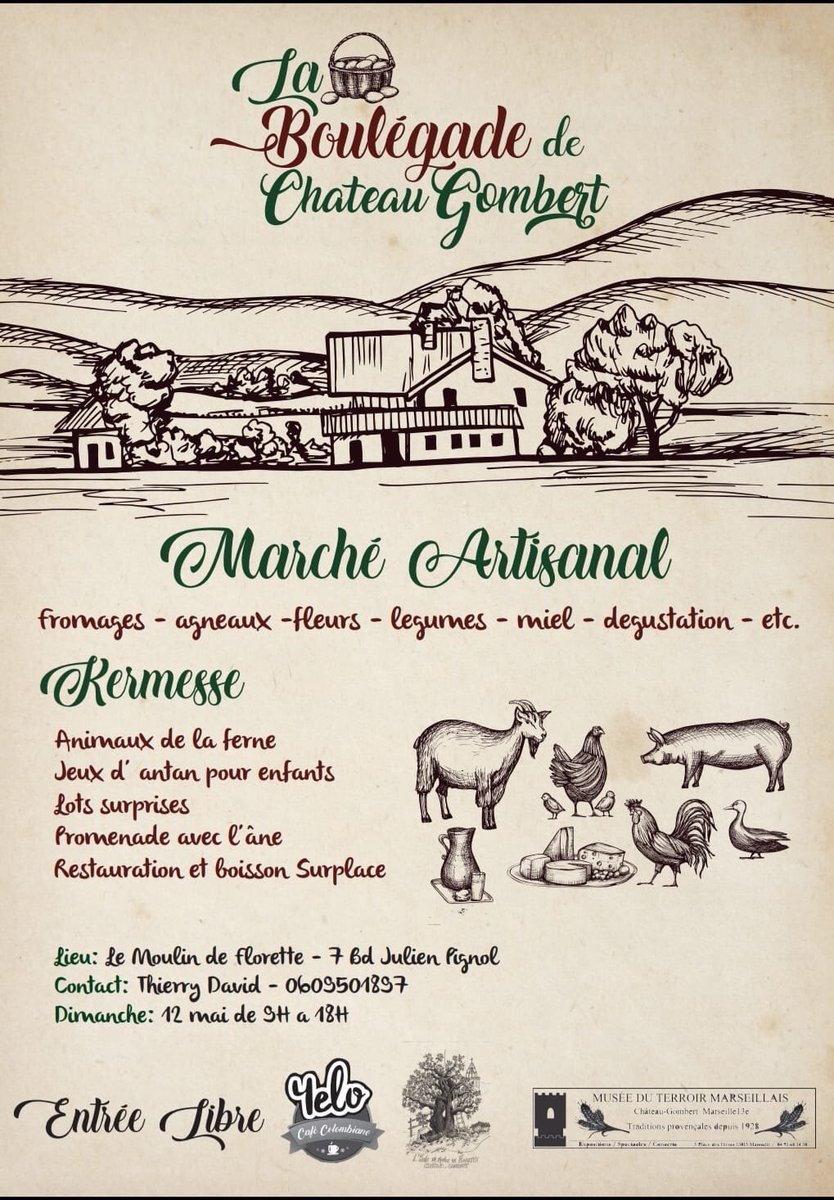 #Agenda : Le 12  mai prochain rdv pour la 2ieme  BOULEGADE du  #LeMoulinDeFlorette  à #ChateauGombert #MarchéArtisanal #marseille