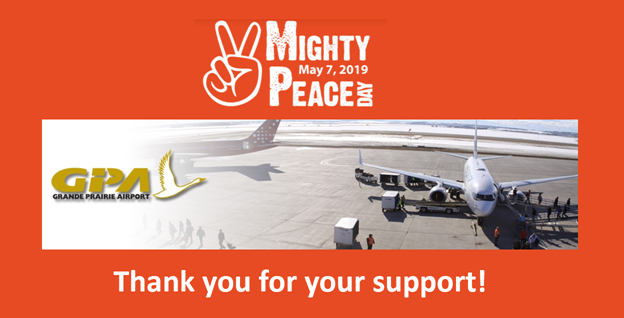 MightyPeaceDay's tweet photo. Thank you to the Grande Prairie Airport for supporting Mighty Peace Day 2019! Your support gives students a chance to experience an amazing day filled with motivational performances. https://t.co/S1wVLoIygK