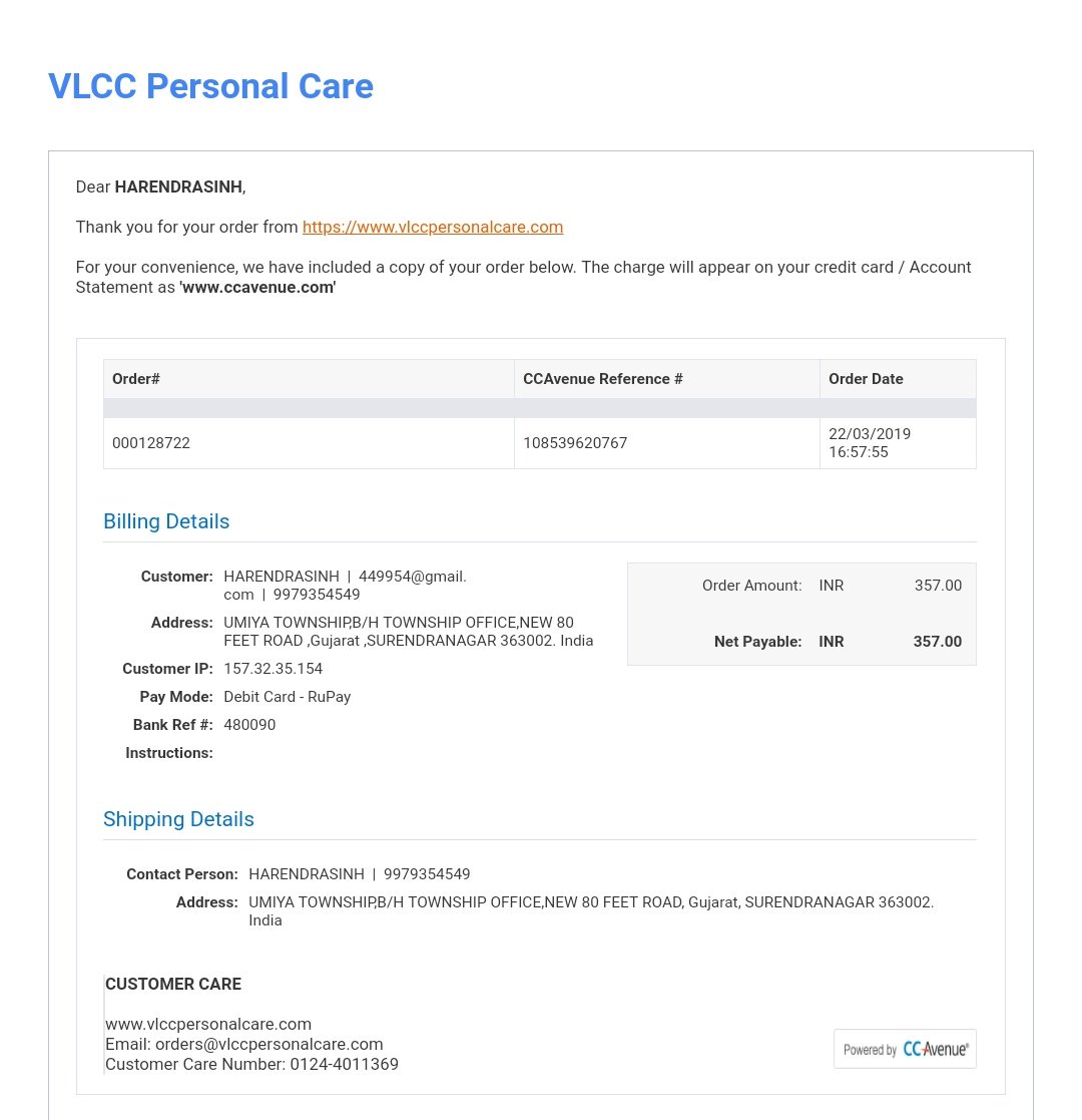 hbgohil's tweet photo. @VLCCindia Dear sir 

 My order is combo pack of hair fall repair shampoo 350ml(2 pair of 350ml). today received my order but recived only one shampoo botal.hear i enclosed payment screen shot and received tax invoice.

I hope you will consider my twitt. https://t.co/vFNhZgF0nM https://t.co/accIqERj8V