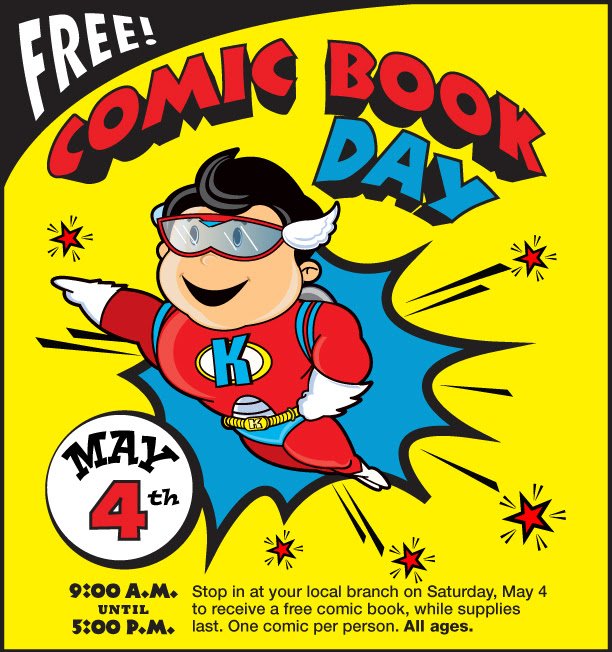 SWMLibrary's tweet photo. Stop by @SLCL this Saturday for a free comic book! #parkwayreads #swmreads https://t.co/5pblkpE6XU