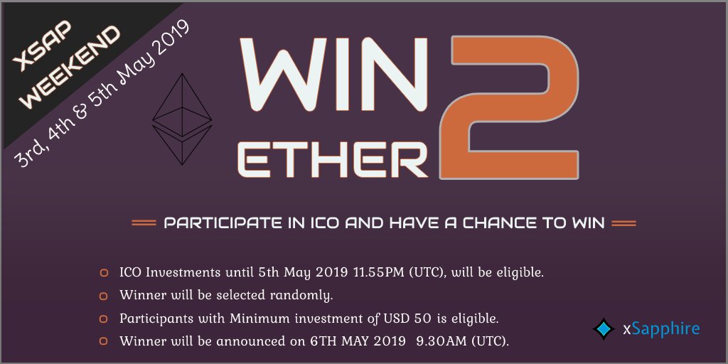 xSapphire (XSAP) wish you a Great Happy Weekend, with a chance to Win 2 ETH.

Thanks for your support, interest and co-operation.