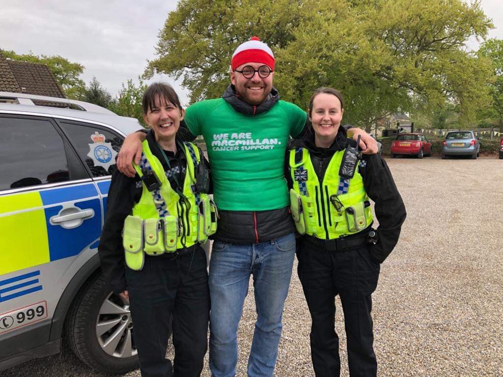 OscarRomeo1268's tweet photo. Sent by a friend from #WestTanfield it appears our colleagues policing the @letouryorkshire have found him #WheresWally #TourdeYorkshire2019 #TDYPolicePics https://t.co/80gPrF0iZr