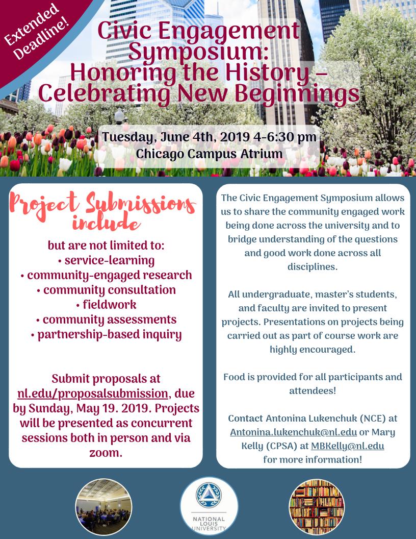 Are you working on a service learning or community engaging project that you would like to present?! Submit your project to the CEC's Spring Symposium!
Extended Deadline Submission - May 19th! Submit your project to nl.edu/proposalsubmis…
