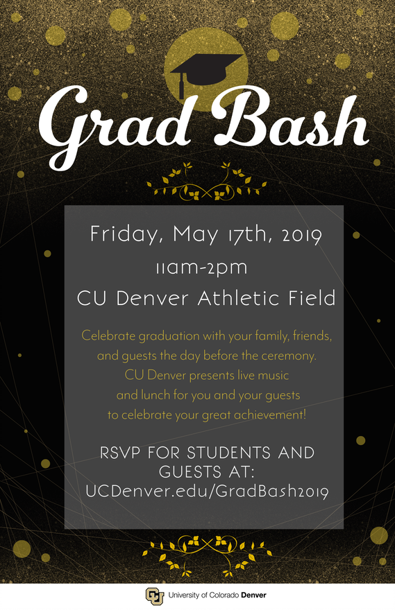 CUDenverLive's tweet photo. Heyyyyyy GRADuates! Don't forget about Grad Bash on Friday, May 17th from 11am-2pm! There will be LIVE music, food, games, and all of your friends! RSVP at https://t.co/6rhwWD7jr9
#CUDenver #CUintheCity #StudentLife #GradBash2019 #Graduation #Seniors https://t.co/NDDBvDbzqX