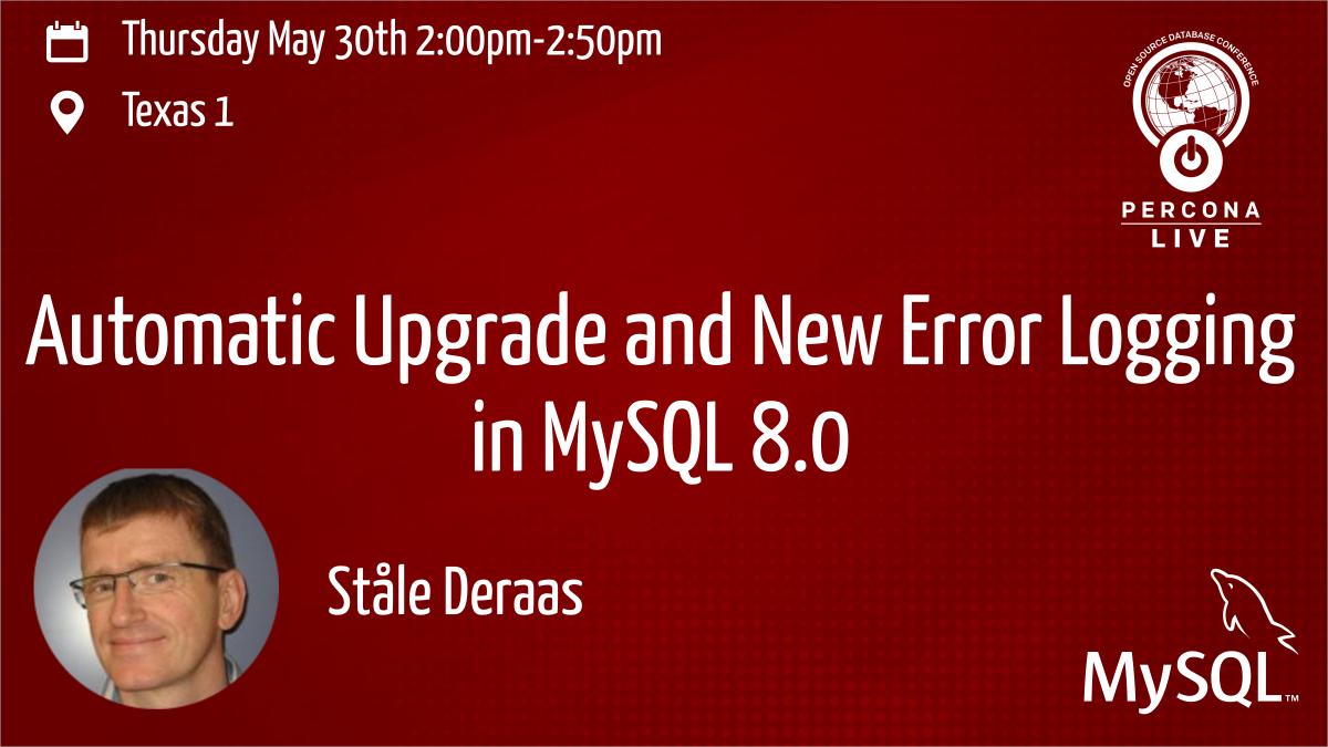 lefred's tweet image. mysql_upgrade is dead ! Wanna learn more about it ? Join
Ståle Deraas session at #perconalive #austin #MySQL8 #MySQL8isGreat 🐬🎱🤠🇺🇸🐄