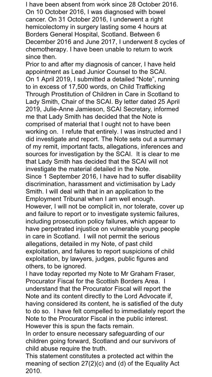 Public Statement by John Halley, Advocate and Part Time Sheriff in Scotland The Scottish Child Abuse Inquiry (“SCAI”) Selkirk, 3 May 2019.