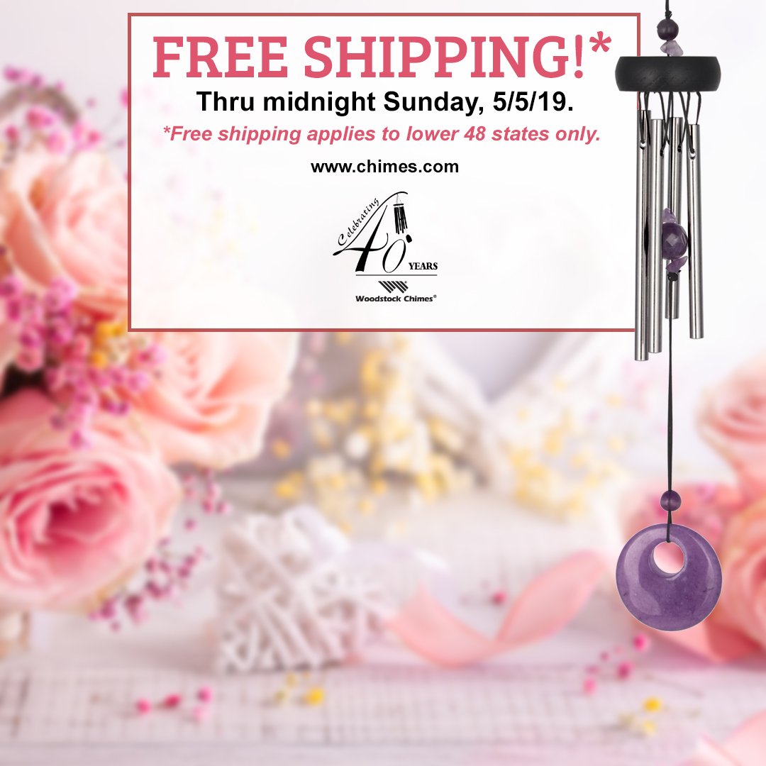 WoodstockChime's tweet photo. #FREESHIPPING WEEKEND! https://t.co/ItpoRFDbQb Ends midnight ET Sunday, 5/5/19 and applies to the lower 48 states only. Happy shopping! ποΈ #MothersDaygifts #giftsforher #giftsformom #gifts #chimes #bells #fountains #crystal #suncatchers #kidsinstruments #gardendecor https://t.co/F5GfP4ilux