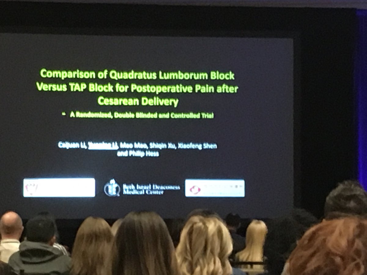 Potential benefits of QL block over TAP block for CD: - wider dermatomal spread? - increased duration? This study found no difference. Sure to be more studies in this. #SOAPAM2019 ⁦@SOAPHQ⁩ ⁦@ajake74⁩ ⁦@emilysharpe⁩