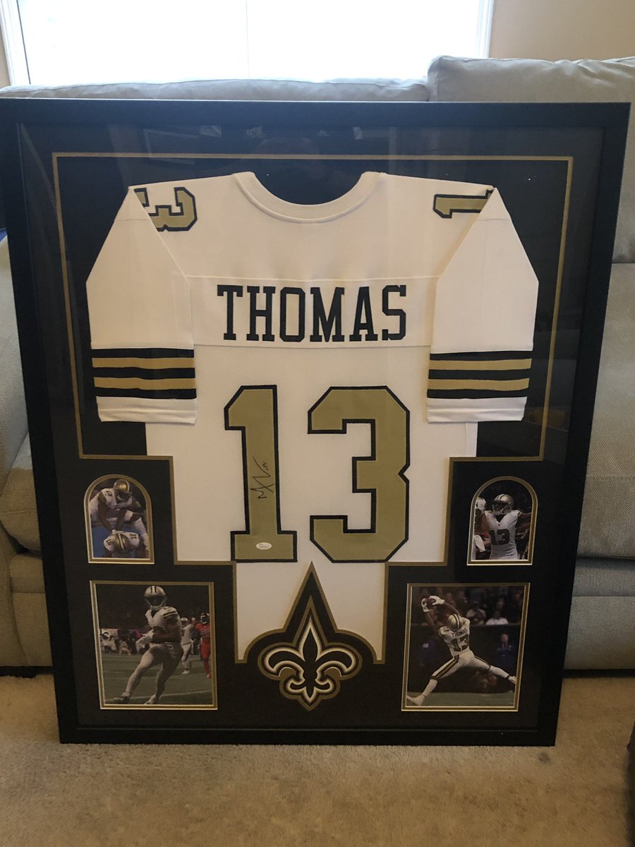 fantasyman1977's tweet photo. Got my new @Cantguardmike autograph jersey in! Put it up in the man cave! Best receiver in the game! Can’t wait for the season!!! https://t.co/cR6q14i87H