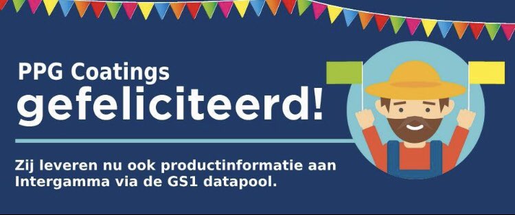 ijhhensbergen's tweet photo. Vanaf vandaag ontvangen wij van leverancier #PPGCoatings een kleurrijk palet aan #artikeldata via de #GS1Datapool. Leverancier nr. 13 die samen met ons de productspecificaties heeft verbeterd voor een optimale customer journey! #samenwerkt #Intergamma https://t.co/4ctUy6fZRT