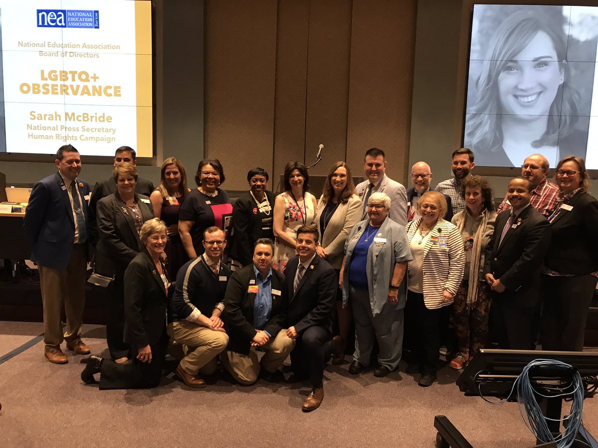 Sarah speaks before the national education Association board